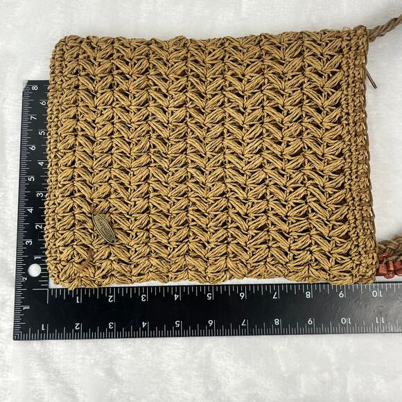 Cappelli Straworld Woven Crossbody Bag Brown Raffia Boho Festival 8x10 Zip Strap - Picture 12 of 14